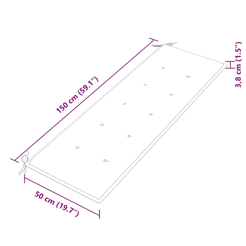 Batavia pink halliruudulise istmepadjaga, 150 cm, tiikpuu