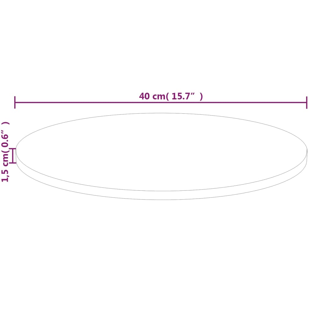 ümmargune lauaplaat, Ø40 x 1,5 cm, töötlemata tammepuit