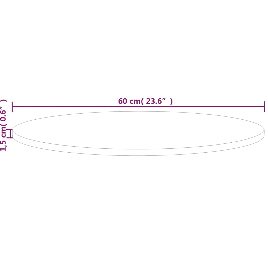 ümmargune lauaplaat, Ø60 x 1,5 cm, töötlemata tammepuit