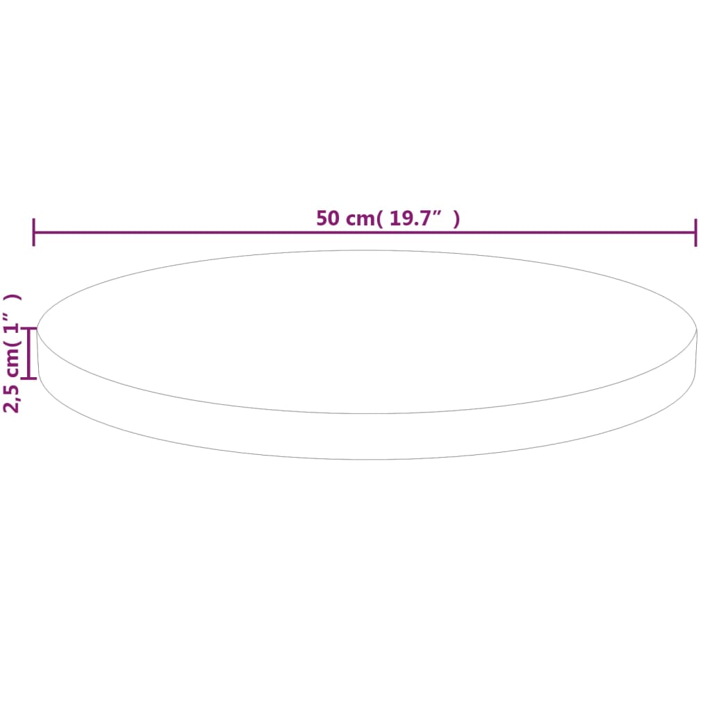 круглая столешница, Ø50 x 2,5 см, необработанная дубовая древесина