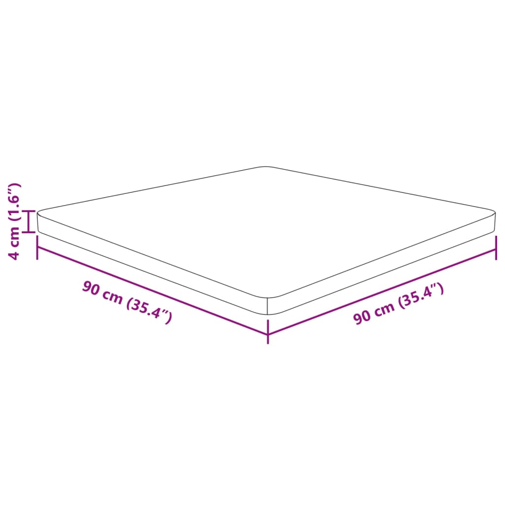 ruudukujuline lauaplaat, 90 x 90 x 4 cm, töötlemata tammepuit