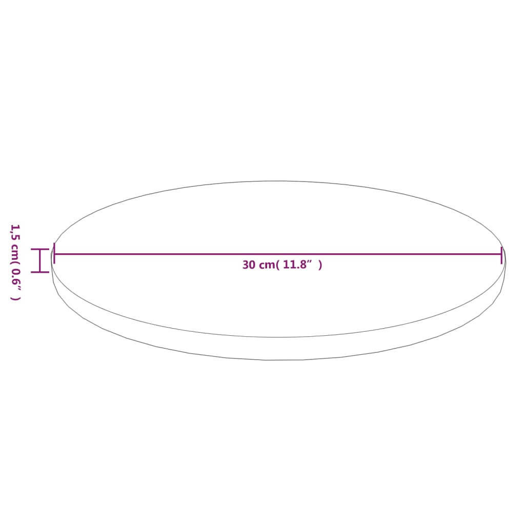 ümmargune lauaplaat, helepruun, Ø30x1,5 cm, töödeldud tammepuit