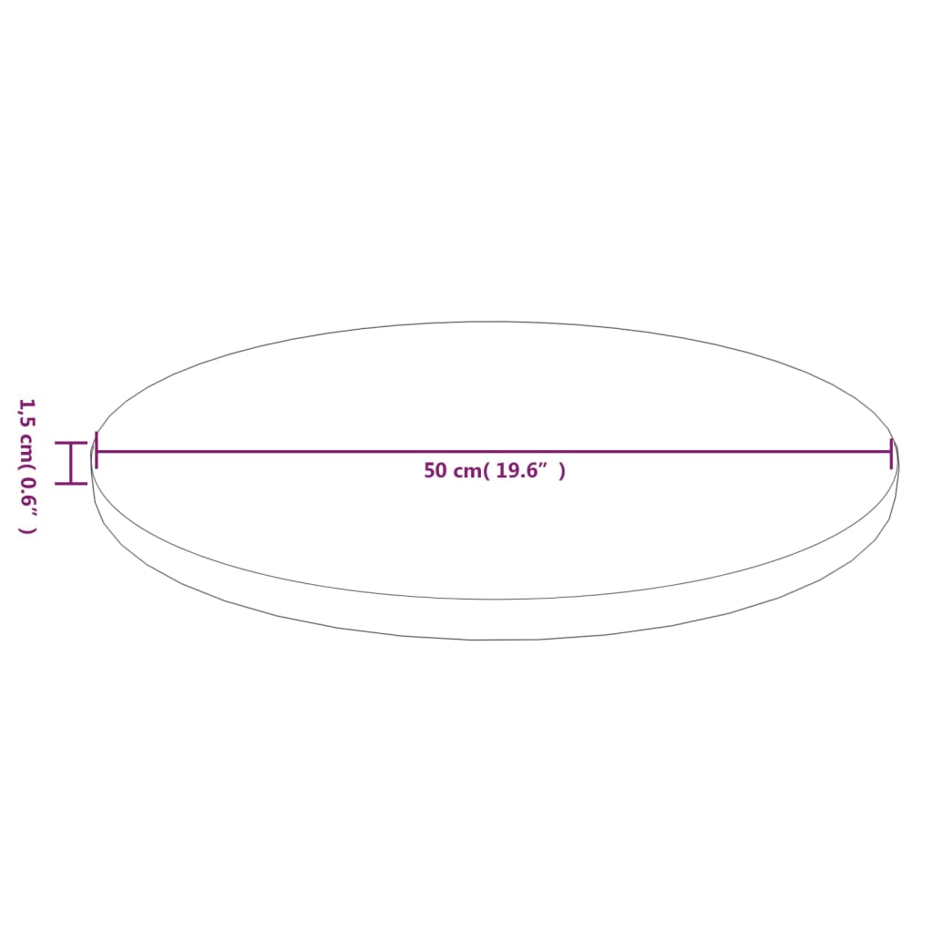 ümmargune lauaplaat, helepruun, Ø50x1,5 cm, töödeldud tammepuit