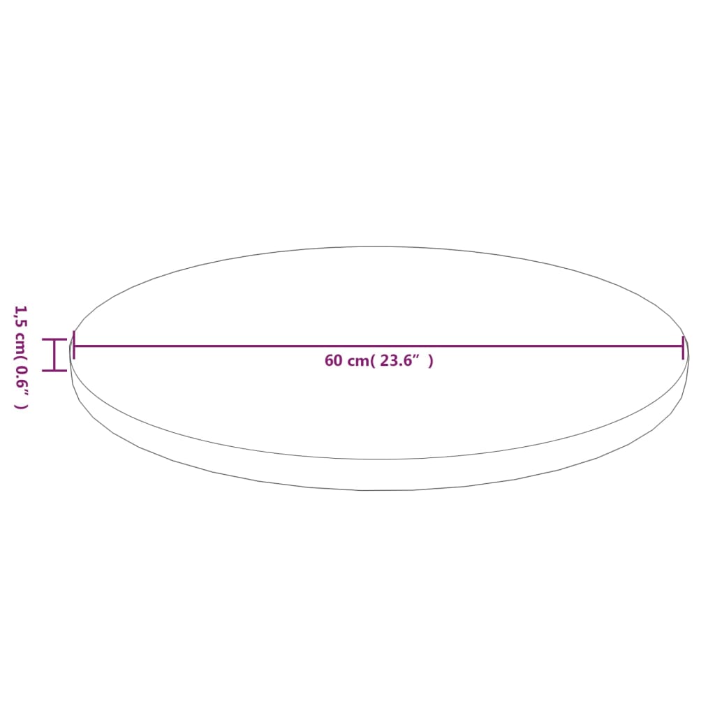 ümmargune lauaplaat, helepruun, Ø60x1,5 cm, töödeldud tammepuit