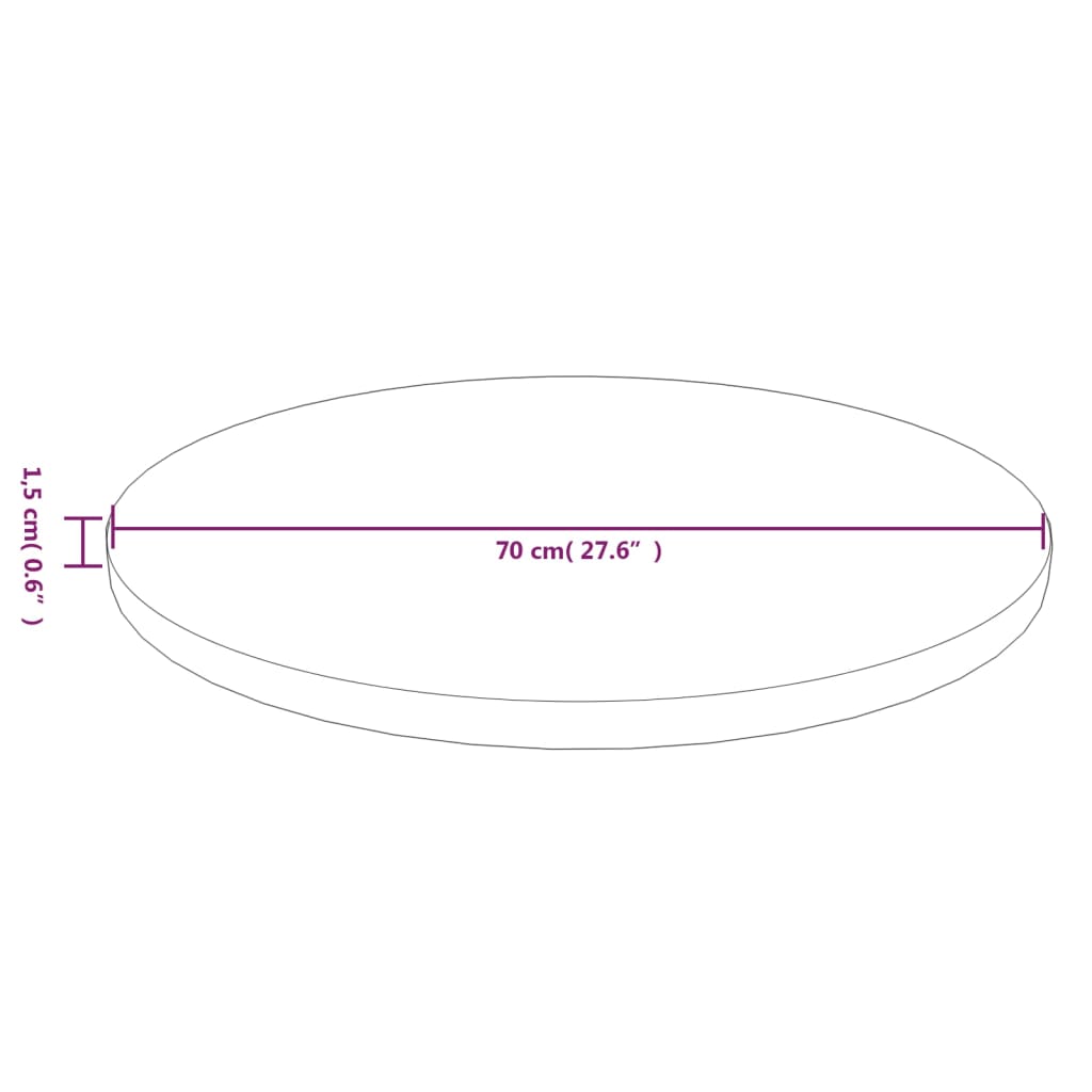 ümmargune lauaplaat, helepruun, Ø70x1,5 cm, töödeldud tammepuit