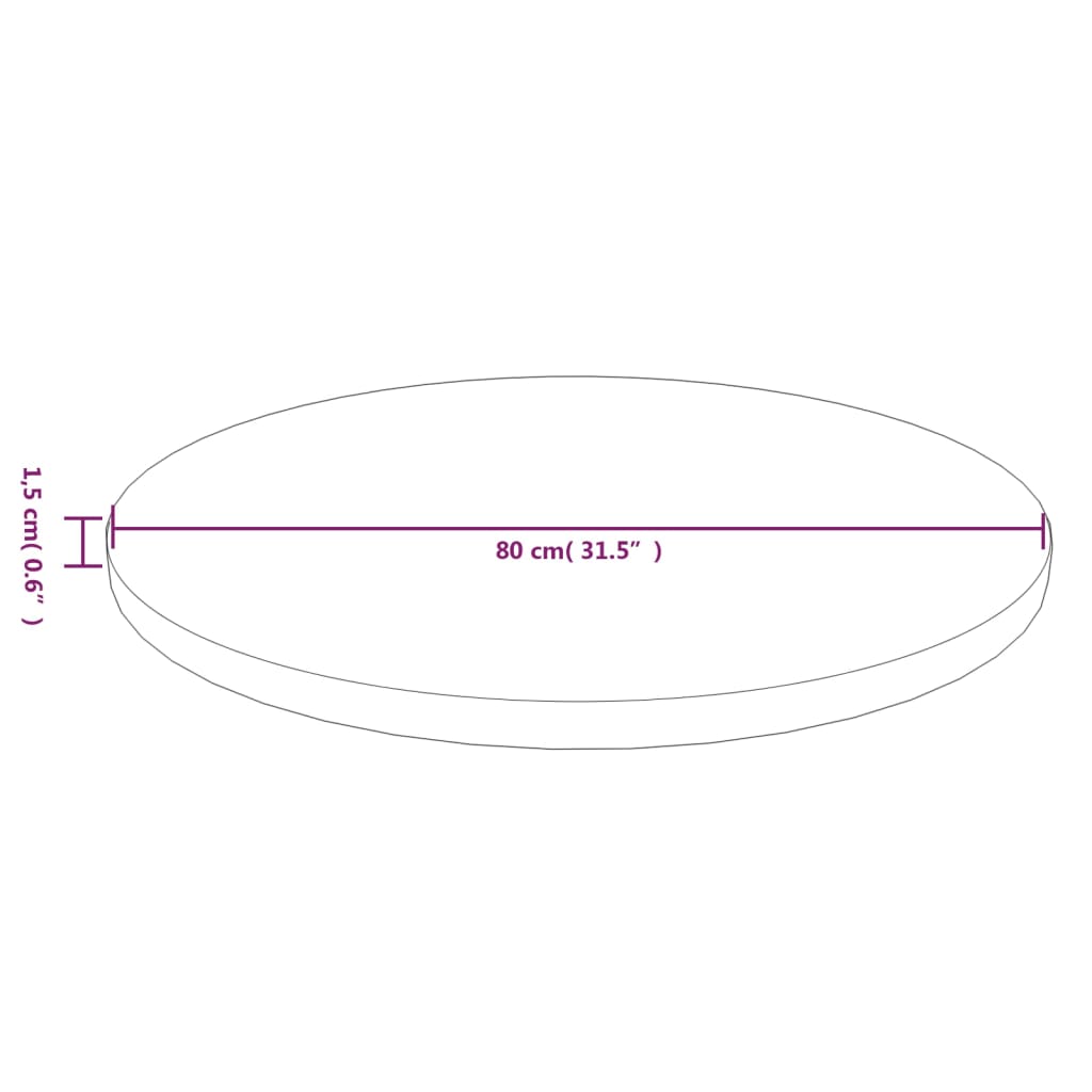 ümmargune lauaplaat, helepruun, Ø80x1,5 cm, töödeldud tammepuit