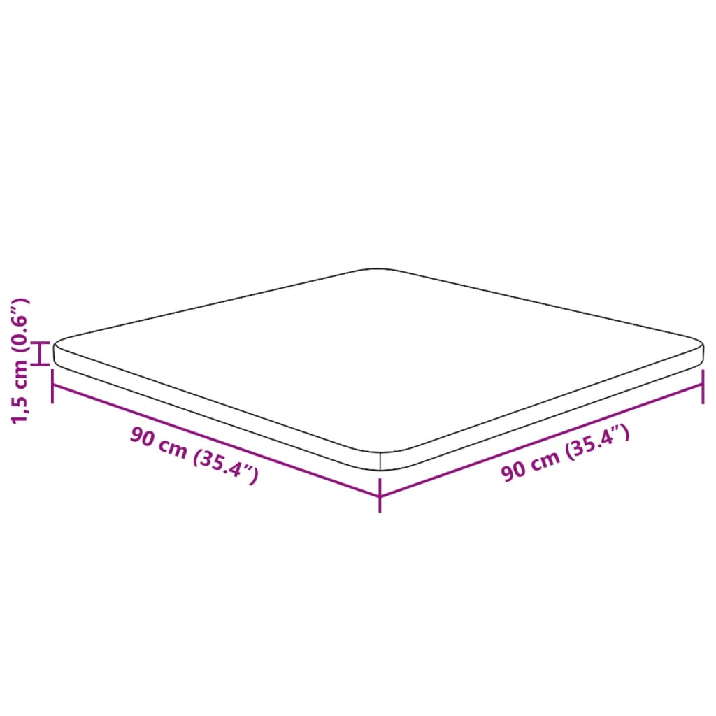 квадратная столешница, светло-коричневая, 90x90x1,5 см, обработанный дуб