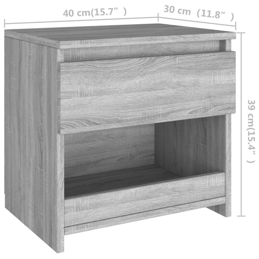 öökapid 2 tk, hall Sonoma tamm, 40 x 30 x 39 cm, tehispuit