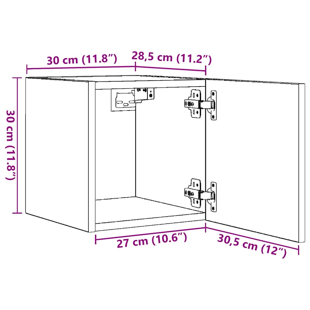 Настенные тумбы под телевизор 4 шт., 30,5x30x30 см