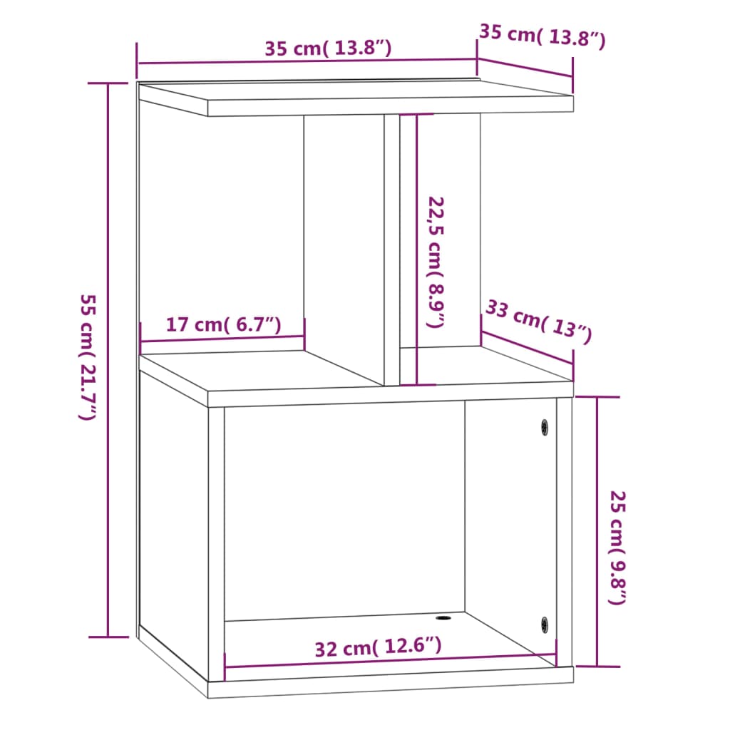 прикроватные тумбочки 2 шт., коричневый дуб, 35 x 35 x 55 см, искусственное дерево