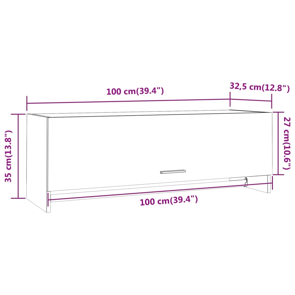 garderoob, hall Sonoma tamm, 100x32,5x35 cm, tehispuit