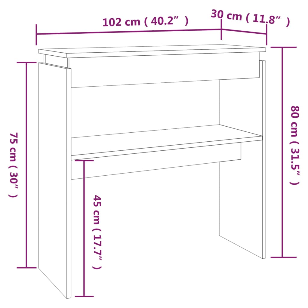 konsoollaud, hall Sonom tamm, 102x30x80 cm, tehispuit