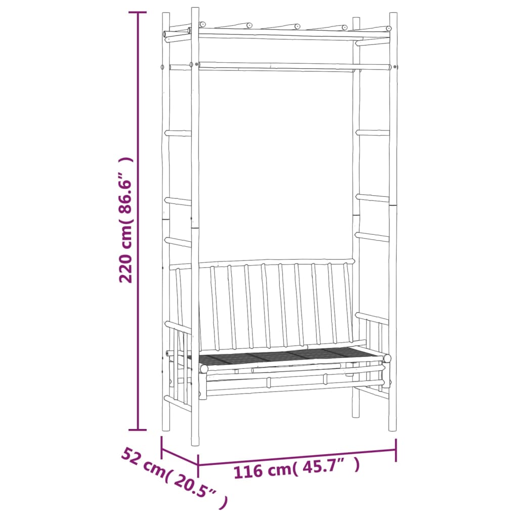 aiapink lehtlaga, 116 cm, bambus