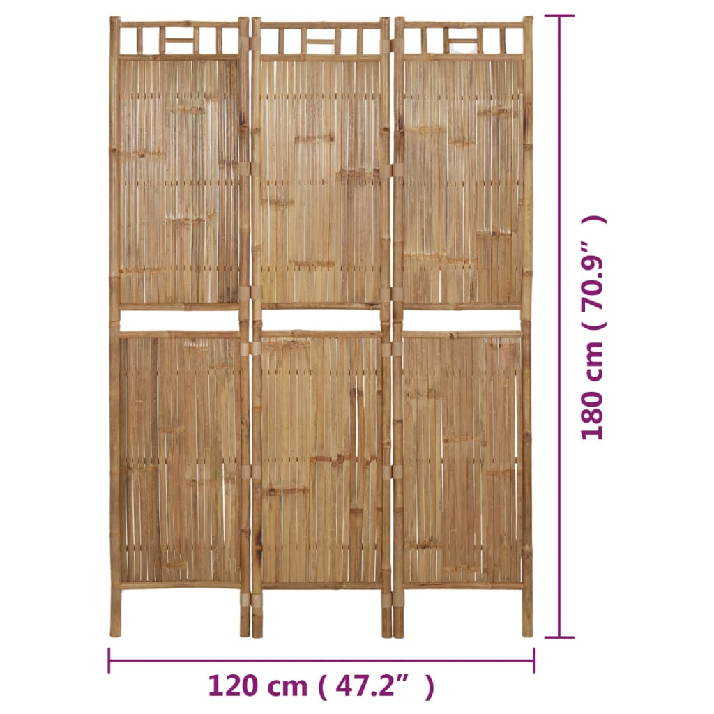 3 paneeliga ruumijagaja, bambus, 120 x 180 cm