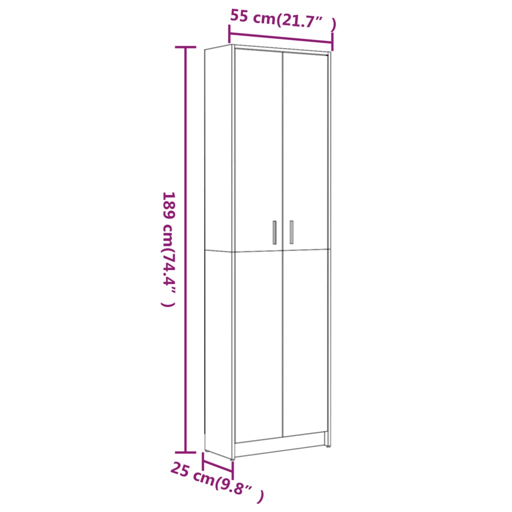 esiku riidekapp, suitsutatud tamm, 55 x 25 x 189 cm, tehispuit