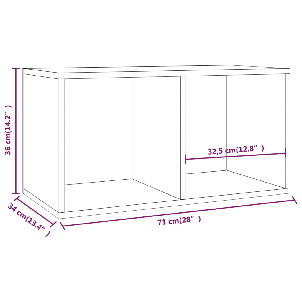 vinüülplaatide kapp, suitsutatud tamm 71 x 34 x 36 cm tehispuit