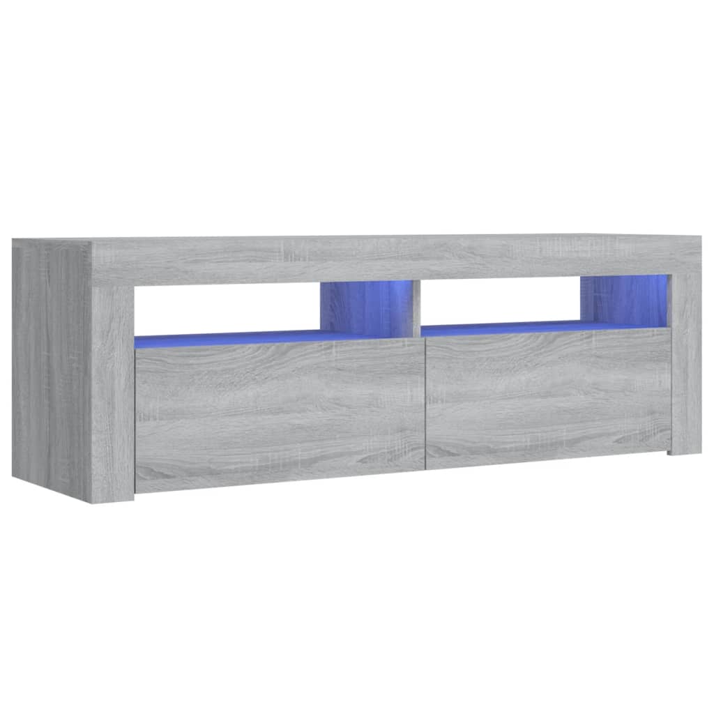 telerialus LED-tuledega, hall Sonoma tamm, 120 x 35 x 40 cm