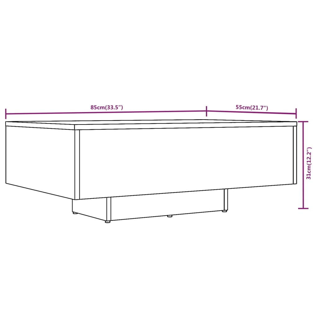 kohvilaud, hall Sonoma tamm, 85 x 55 x 31 cm, tehispuit