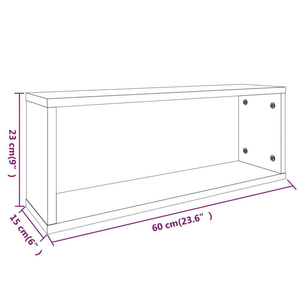 seina kuubikriiulid 4 tk suitsutatud tamm 60x15x23 cm tehispuit