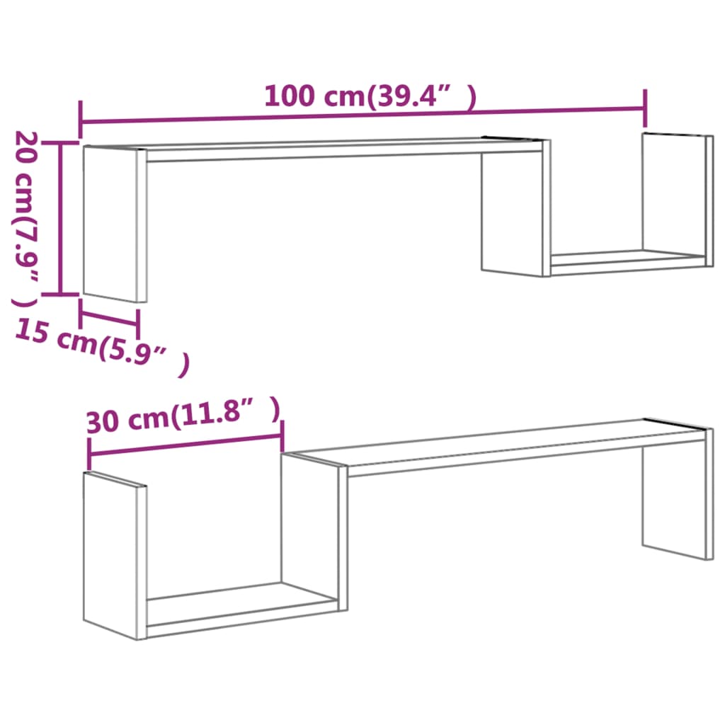 seinariiulid 2 tk, pruun tamm, 100 x 15 x 20 cm, tehispuit