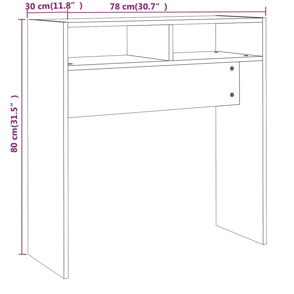 konsoollaud, suitsutatud tamm, 78 x 30 x 80 cm, tehispuit