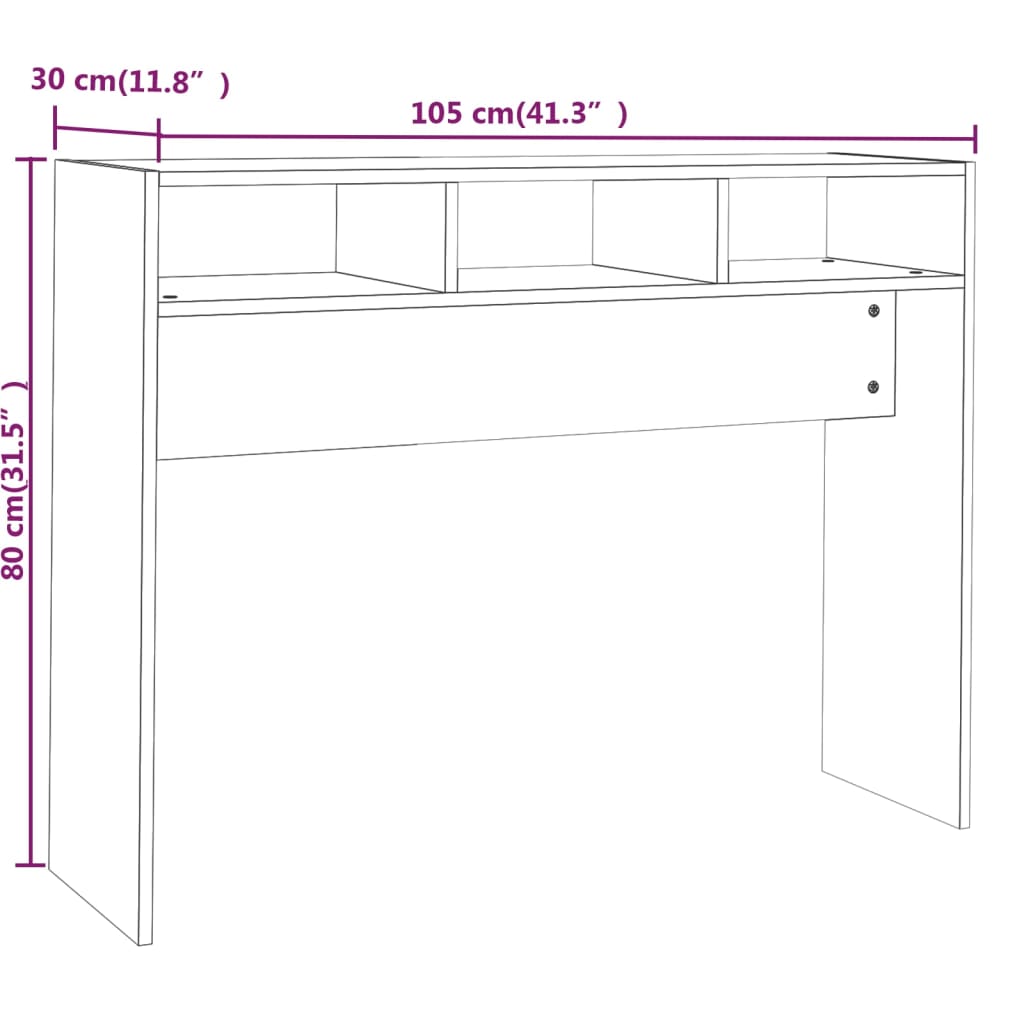 konsoollaud, hall Sonoma tamm, 105 x 30 x 80 cm, tehispuit