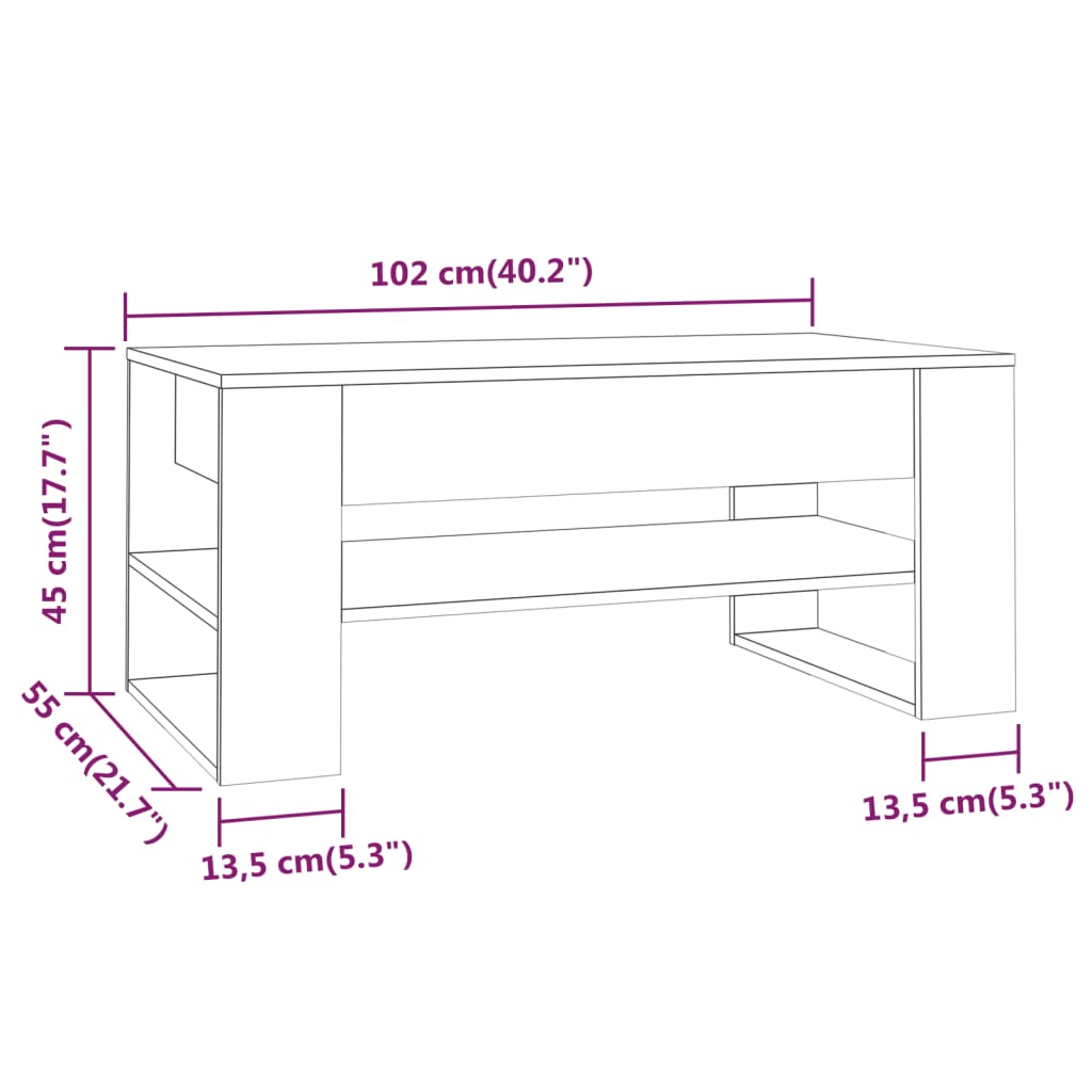 kohvilaud, Sonoma tamm, 102x55x45 cm, tehispuit