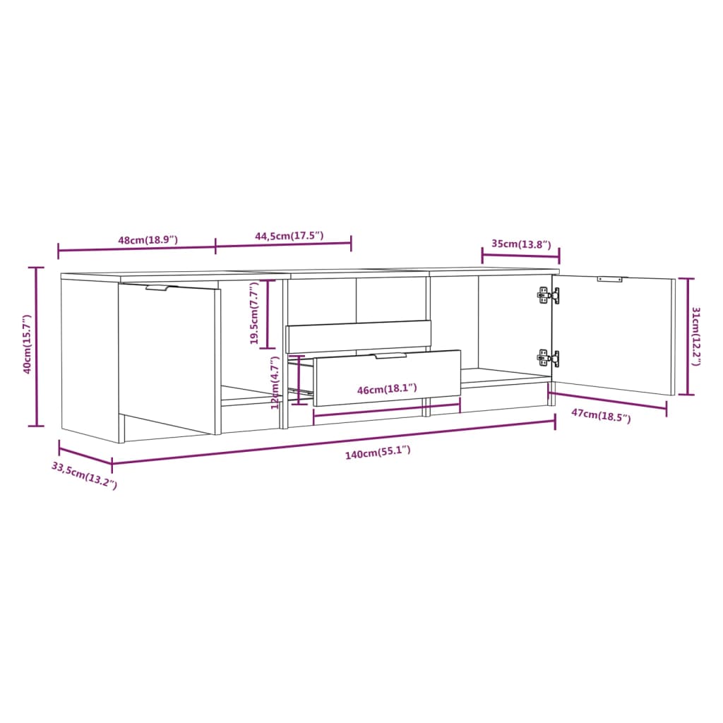 telerikapp, hall Sonoma tamm, 140x35x40 cm, tehispuit