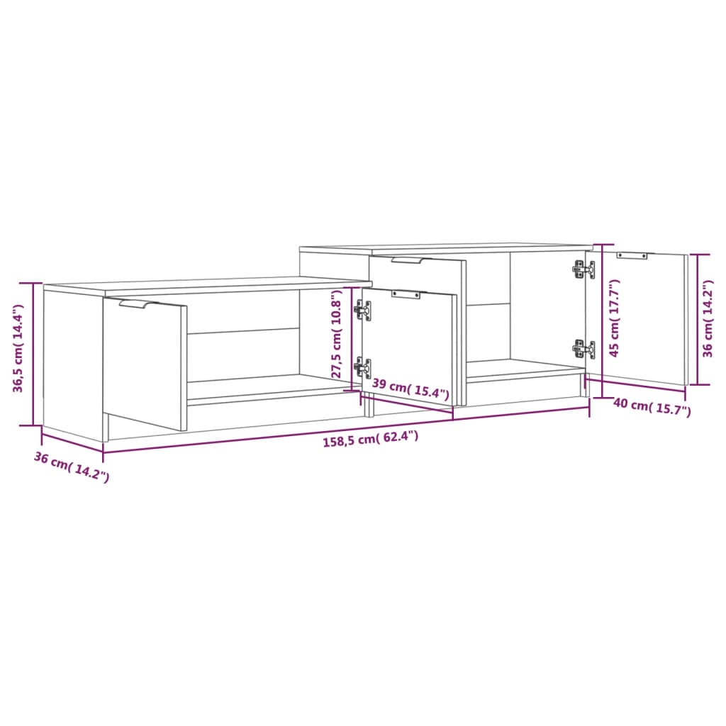 telerikapp, hall Sonoma tamm, 158,5 x 36 x 45 cm, tehispuit