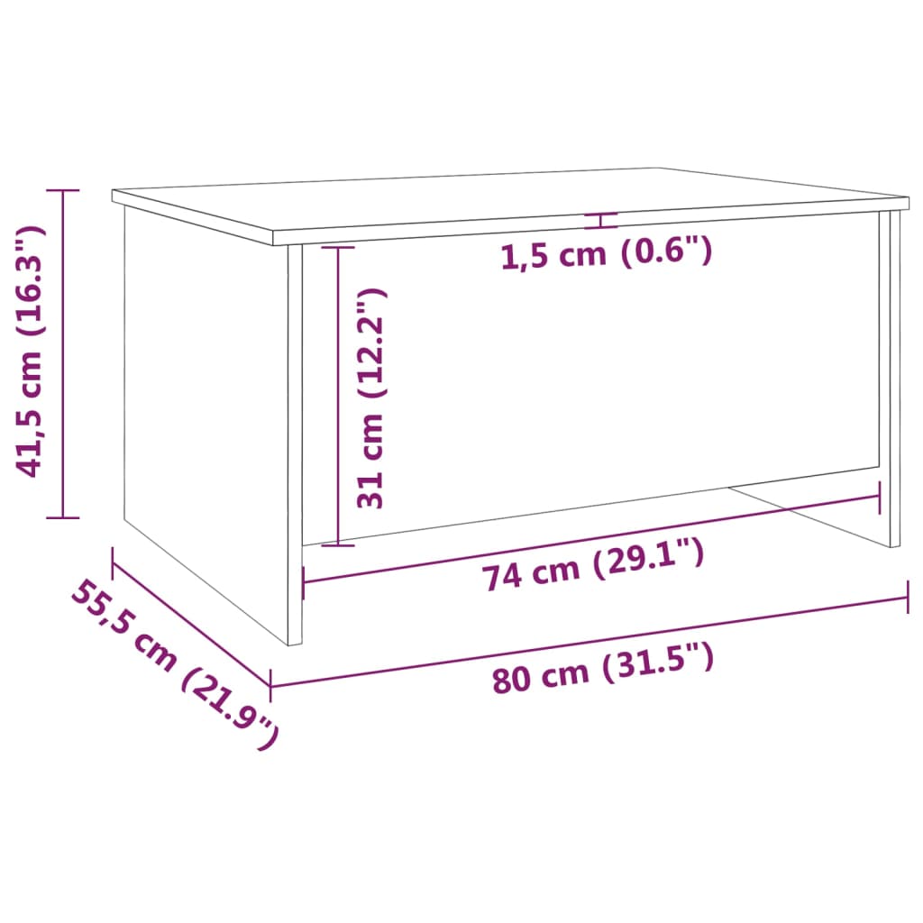 журнальный столик, коричневый дуб, 80 x 55,5 x 41,5 см, искусственное дерево