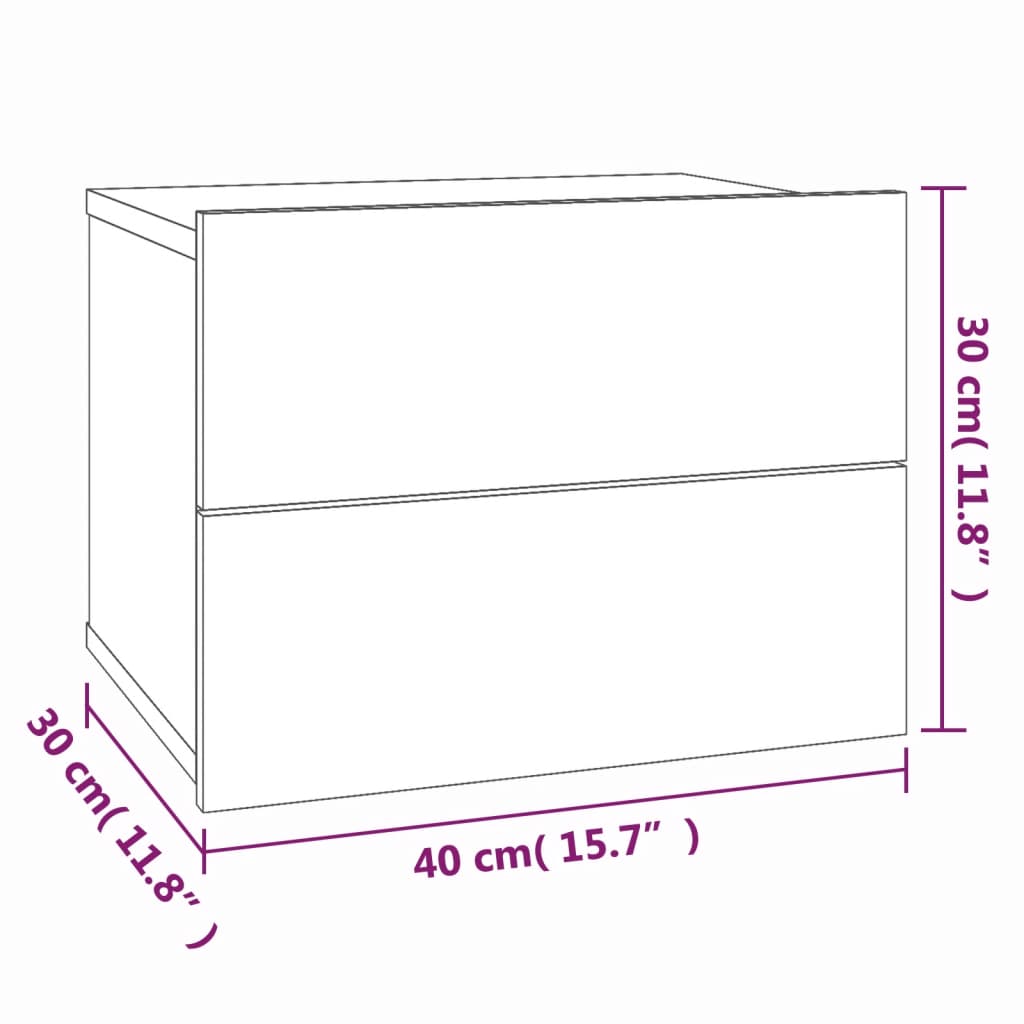 прикроватные тумбочки 2 шт., копченый дуб, 40 x 30 x 30 см, искусственное дерево