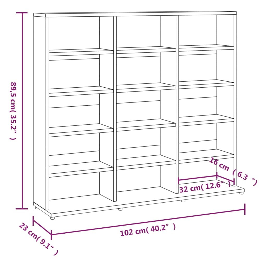 CD-kapp, hall Sonoma tamm,102 x 23 x 89,5 cm, tehispuit