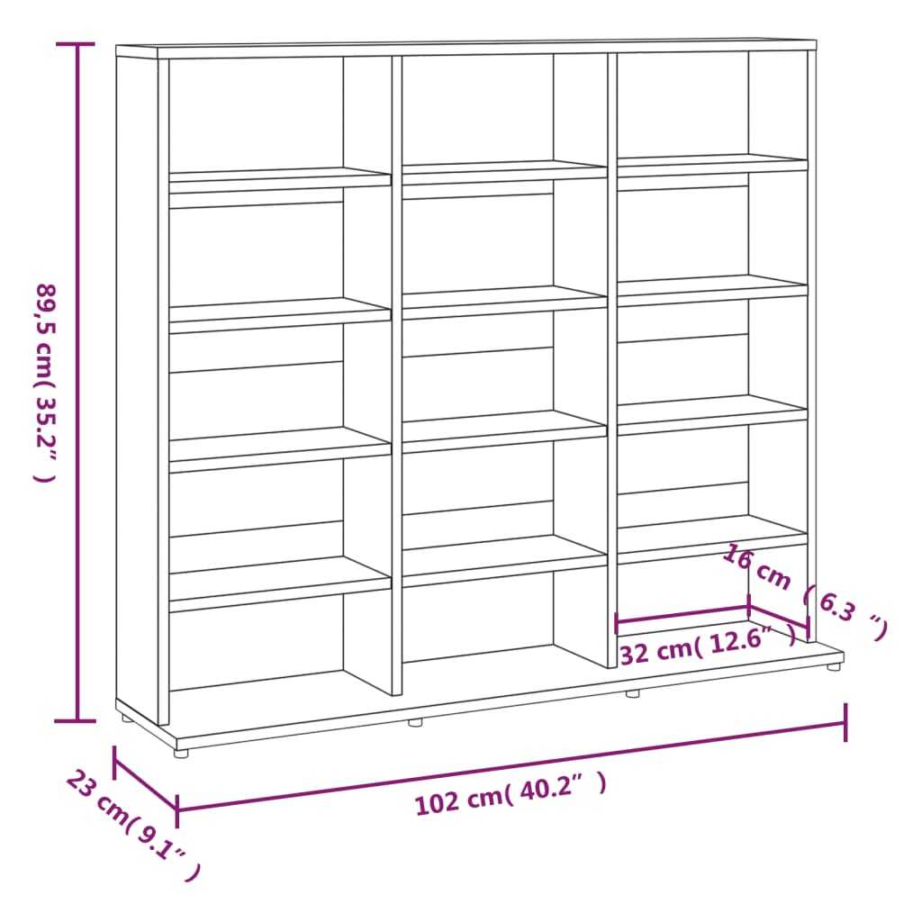 CD-kapp, pruun tamm, 102 x 23 x 89,5 cm, tehispuit