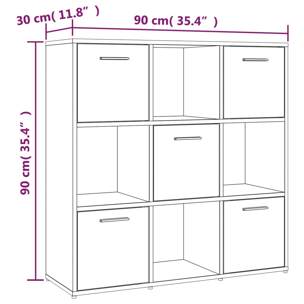 книжный шкаф, копченый дуб, 90 x 30 x 90 см, искусственное дерево