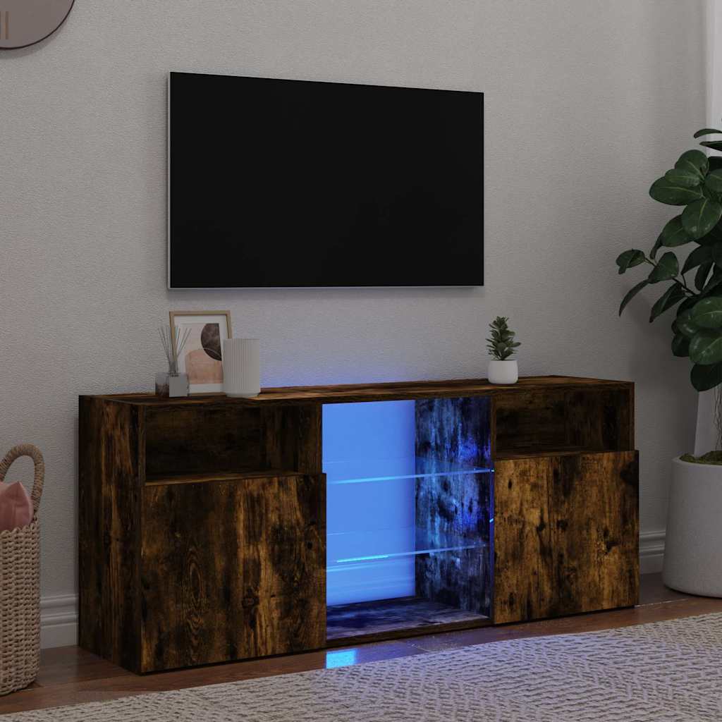 telerialus LED-tuledega, suitsutatud tamm, 120 x 30 x 50 cm