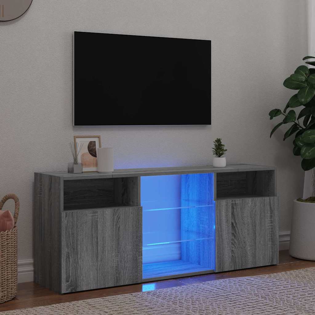 telerialus LED-tuledega, hall Sonoma tamm, 120 x 30 x 50 cm