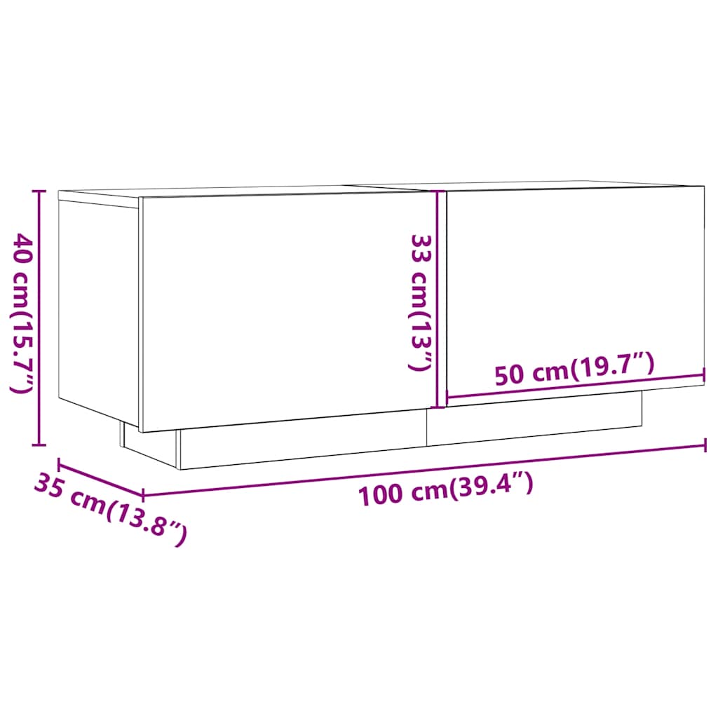 telerikapp, suitsutatud tamm, 100 x 35 x 40 cm, tehispuit