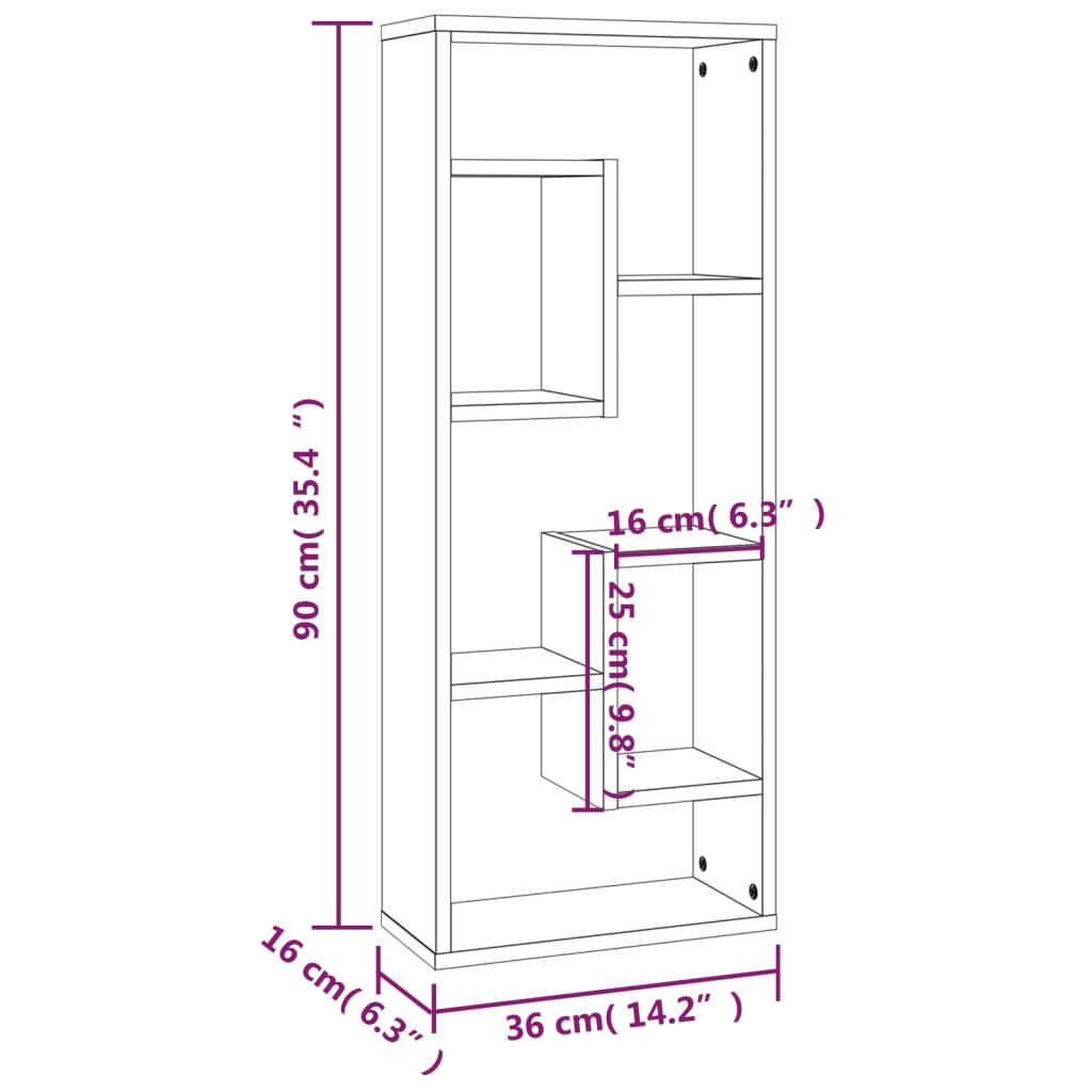 seinariiul, hall Sonoma tamm, 36x16x90 cm, tehispuit