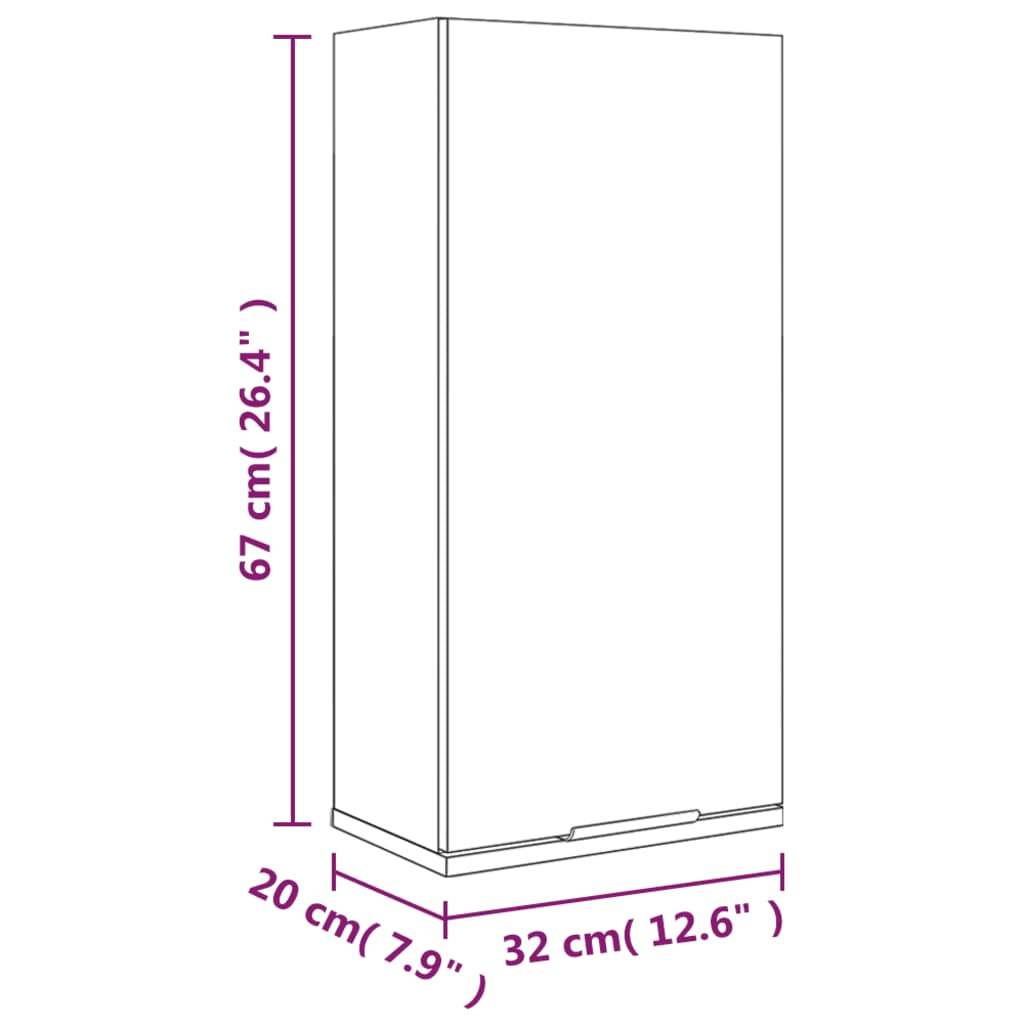 настенный шкаф для ванной комнаты, дымчатый дуб, 32x20x67 см