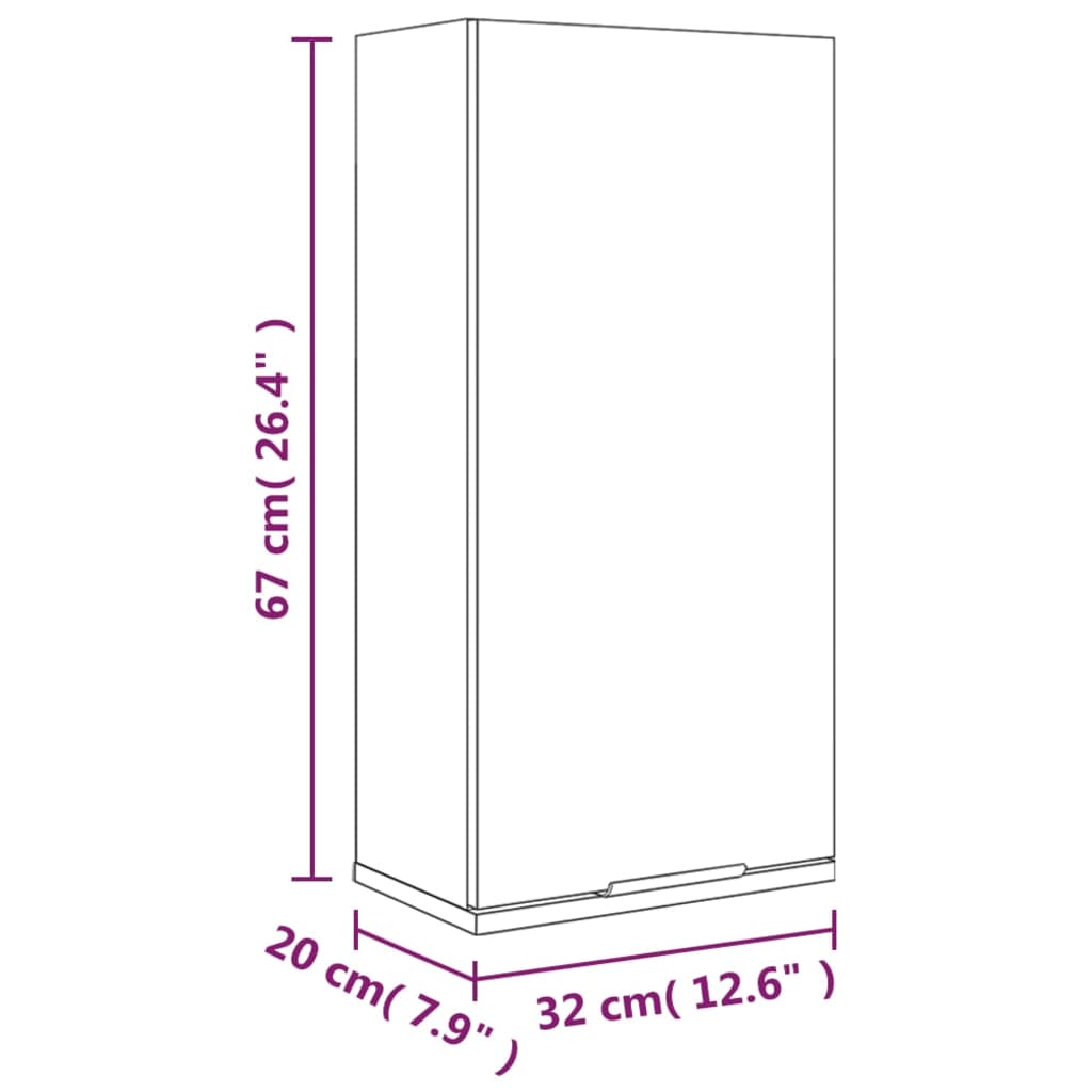 Настенный шкаф для ванной комнаты, коричневый дуб, 32x20x67 см