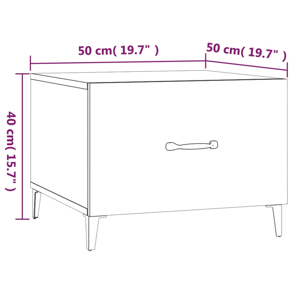 Kohvilauad metalljalgadega, 2 tk, hall Sonoma tamm, 50x50x40 cm