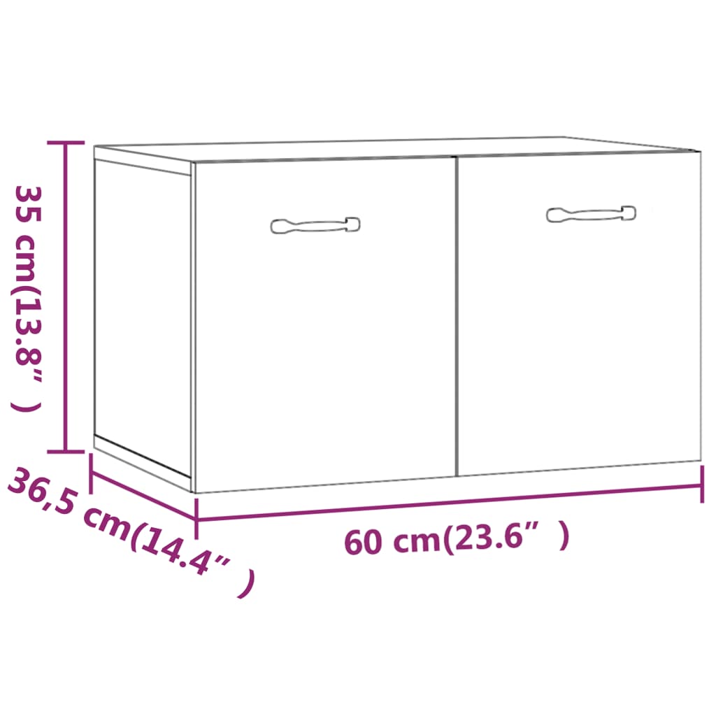 Настенная тумба под телевизор, дымчатый дуб, 60x36,5x35 см, искусственное дерево