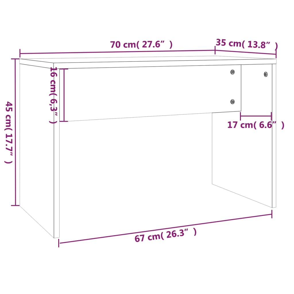 tualettlaua pink, suitsutatud tamm, 70 x 35 x 45 cm, tehispuit