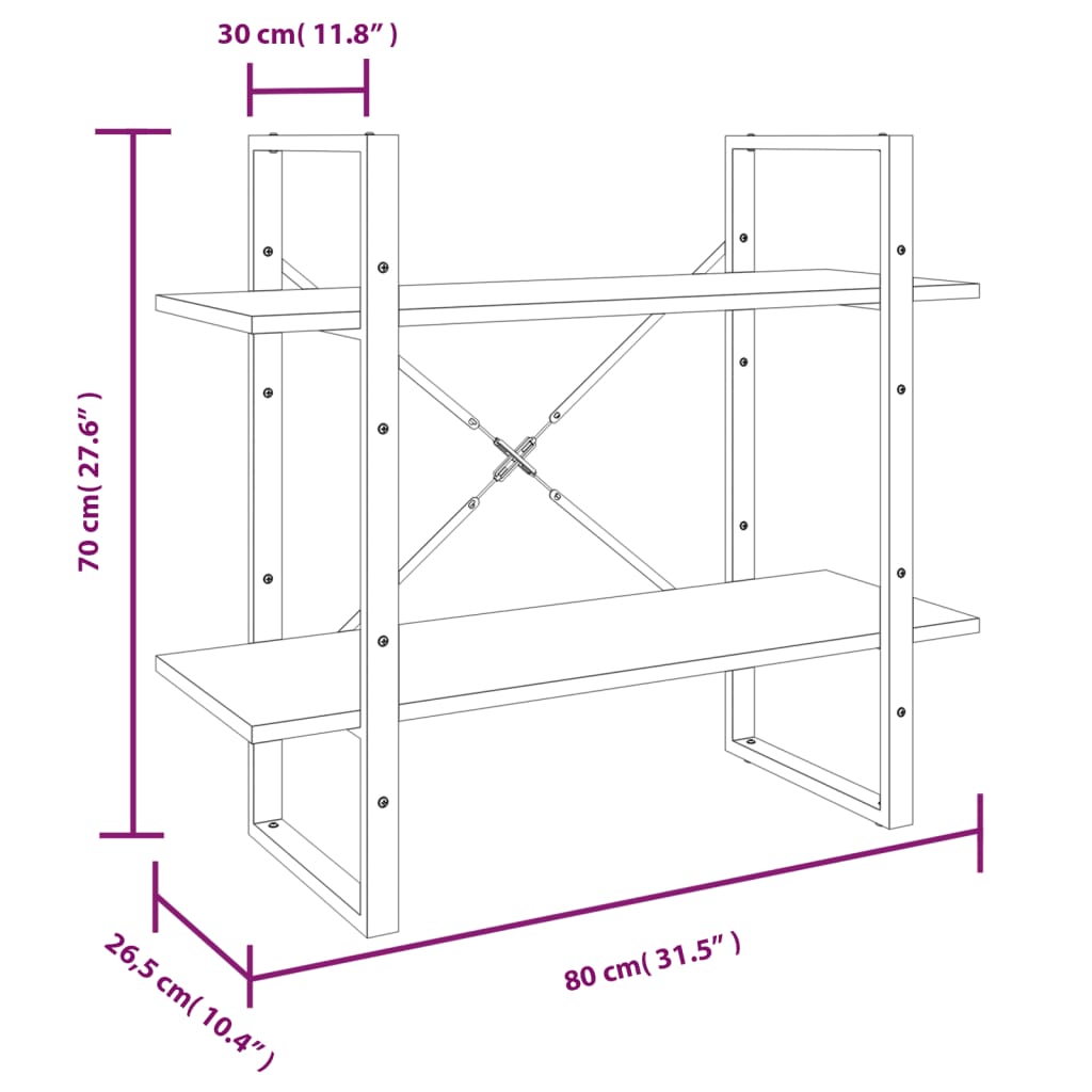 5 riiuliga raamaturiiul, hall Sonoma tamm, 80 x 30 x 175 cm