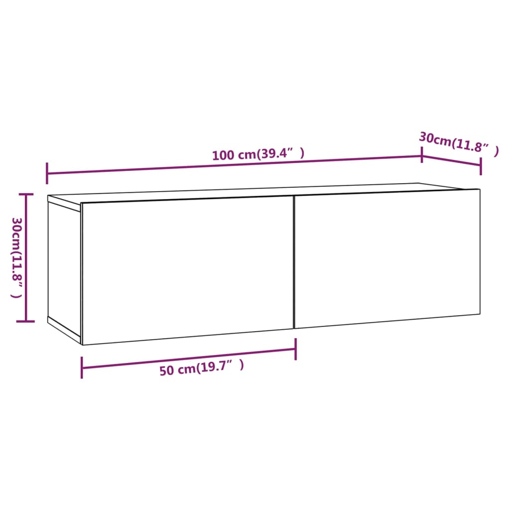 seina telerikapid 4 tk, must, 100 x 30 x 30 cm