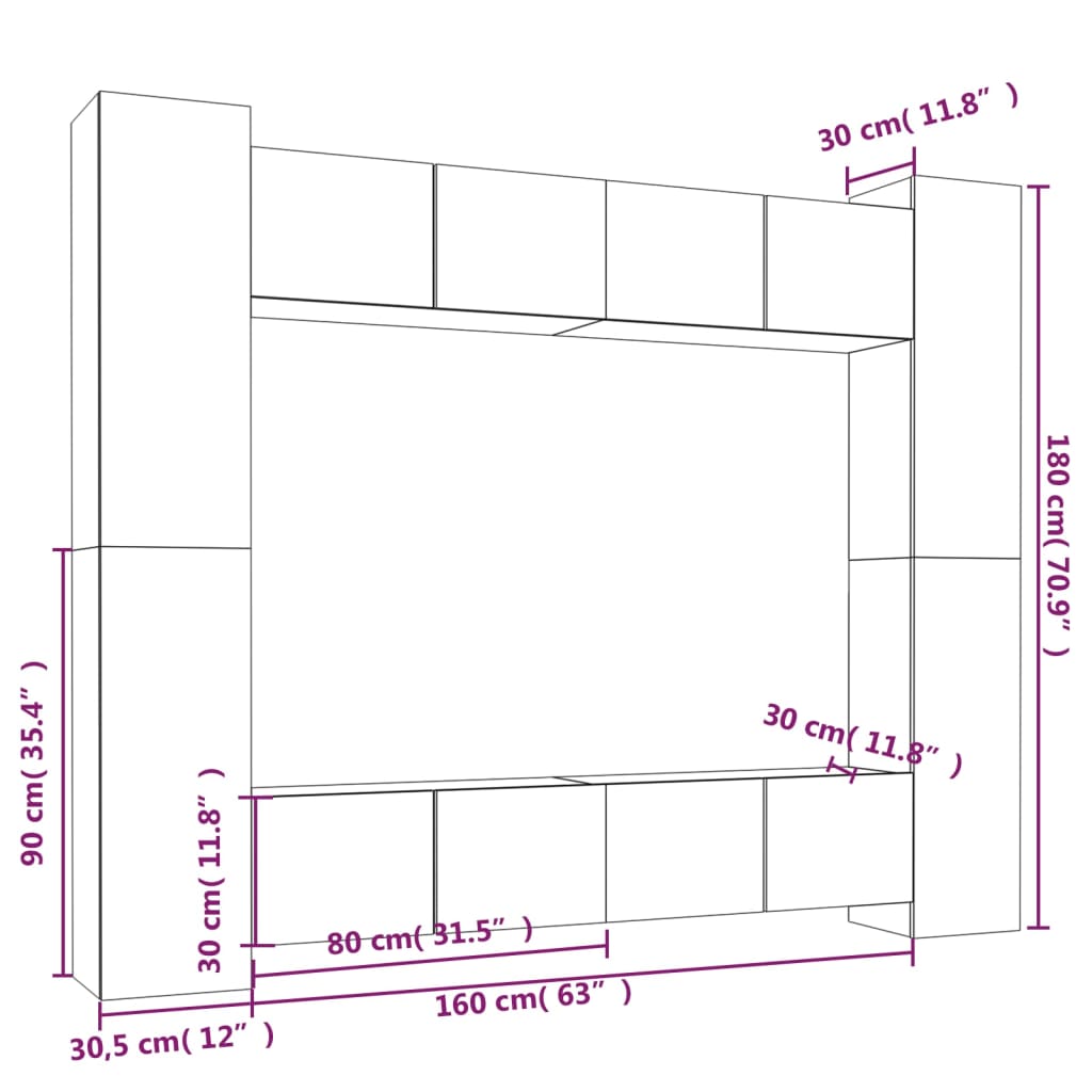 8-osaline telerikappide komplekt, betoonhall, tehispuit