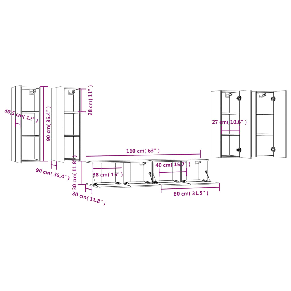 6-osaline telerikappide komplekt, betoonhall, tehispuit