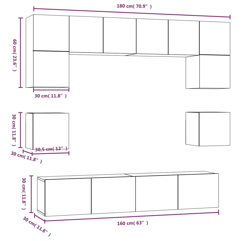 8-osaline telerikappide komplekt, betoonhall, tehispuit