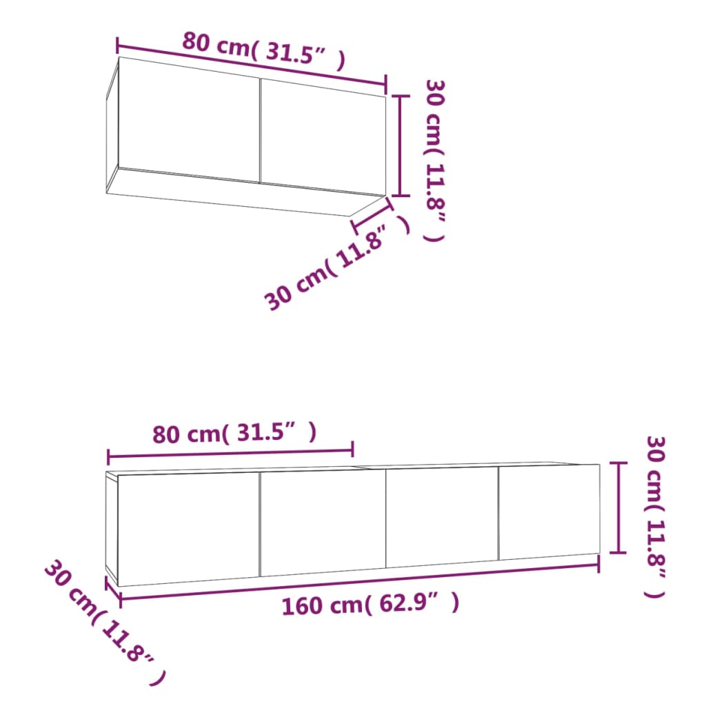 3-osaline telerikappide komplekt, valge, tehispuit