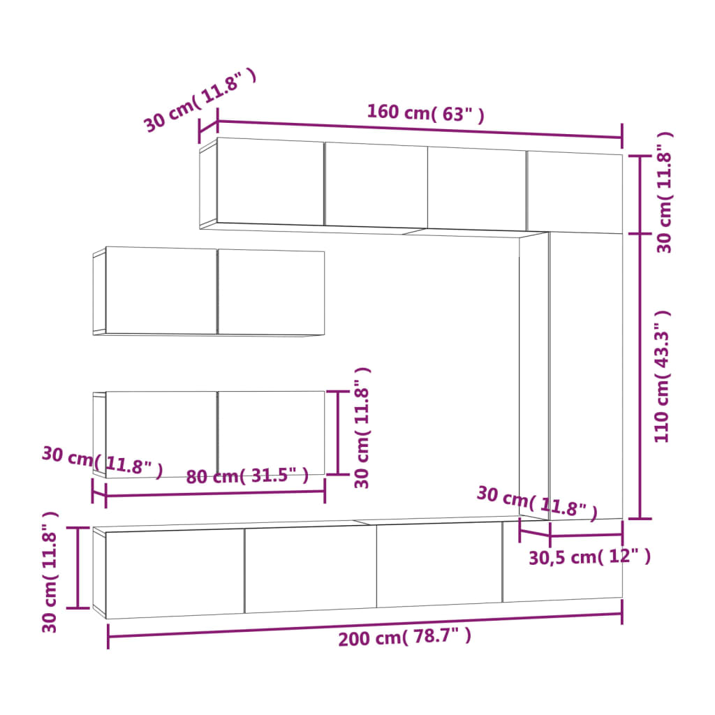 7 -osaline telerikappide komplekt, betoonhall, tehispuit